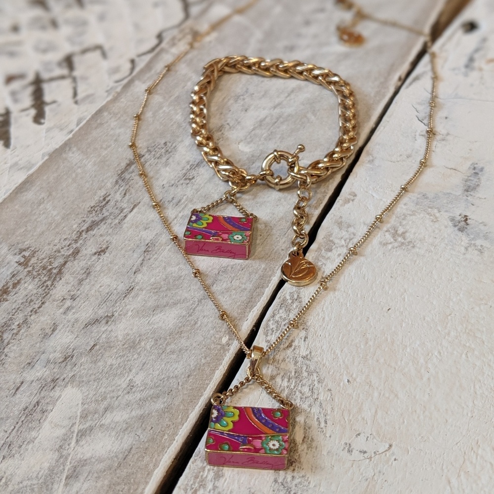 Vera Bradley purse charm Necklace & Bracelet set